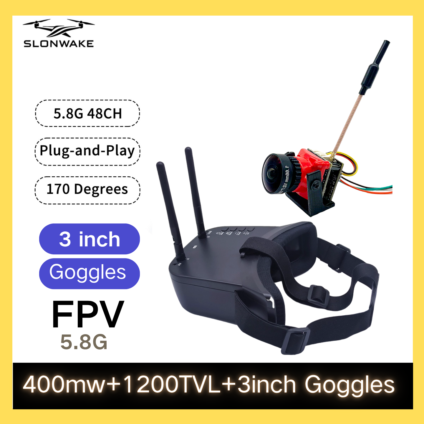 SLONWAKE 5.8G 48CH FPV 400mw V - Fpv Drone Camera review and price