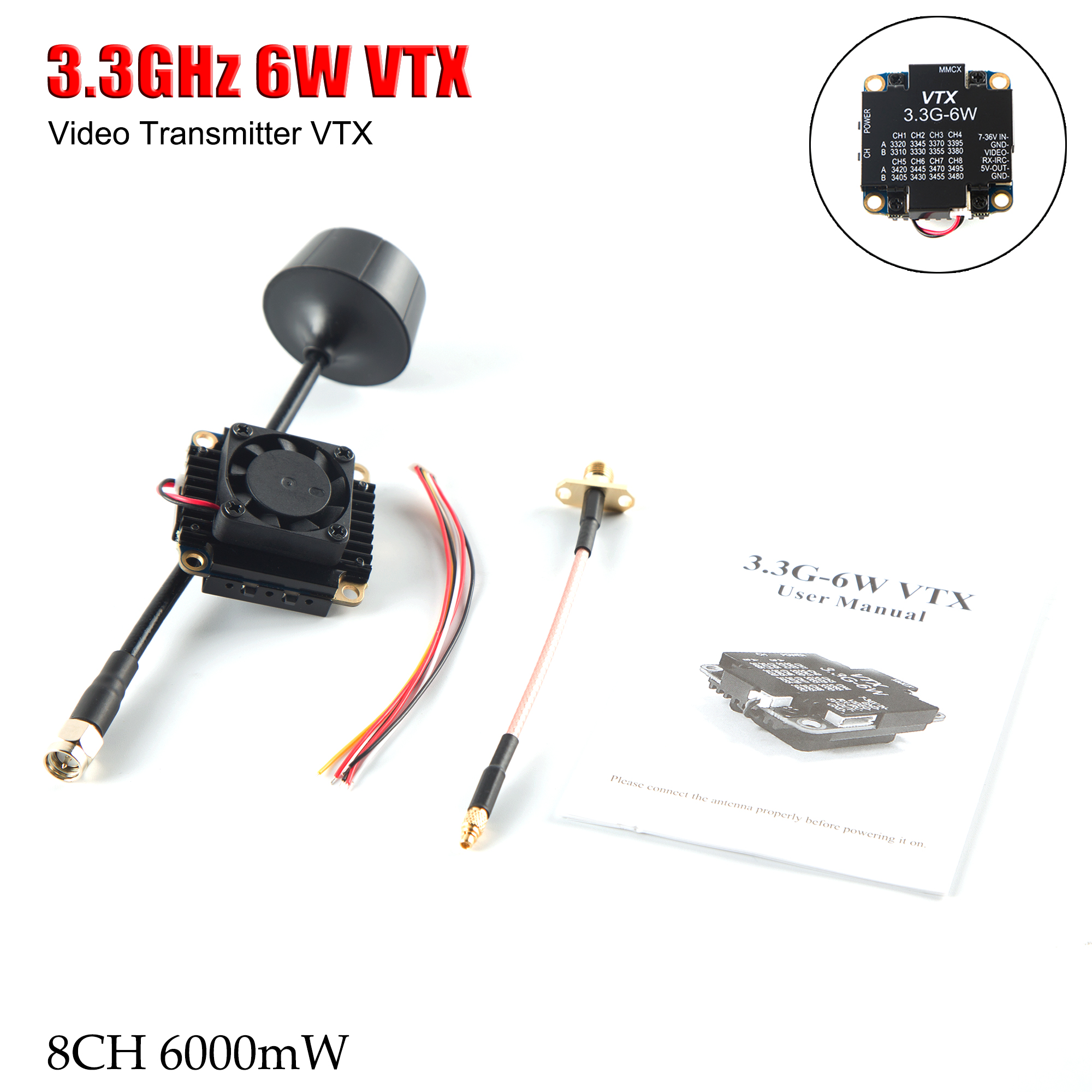 FPV Video Transmitter 3.3G 6W  - Fpv Drone Transmitter review and price